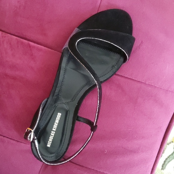 💥New💥NICHOLAS KIRKWOOD Black Suede Sandals with Glitter Details